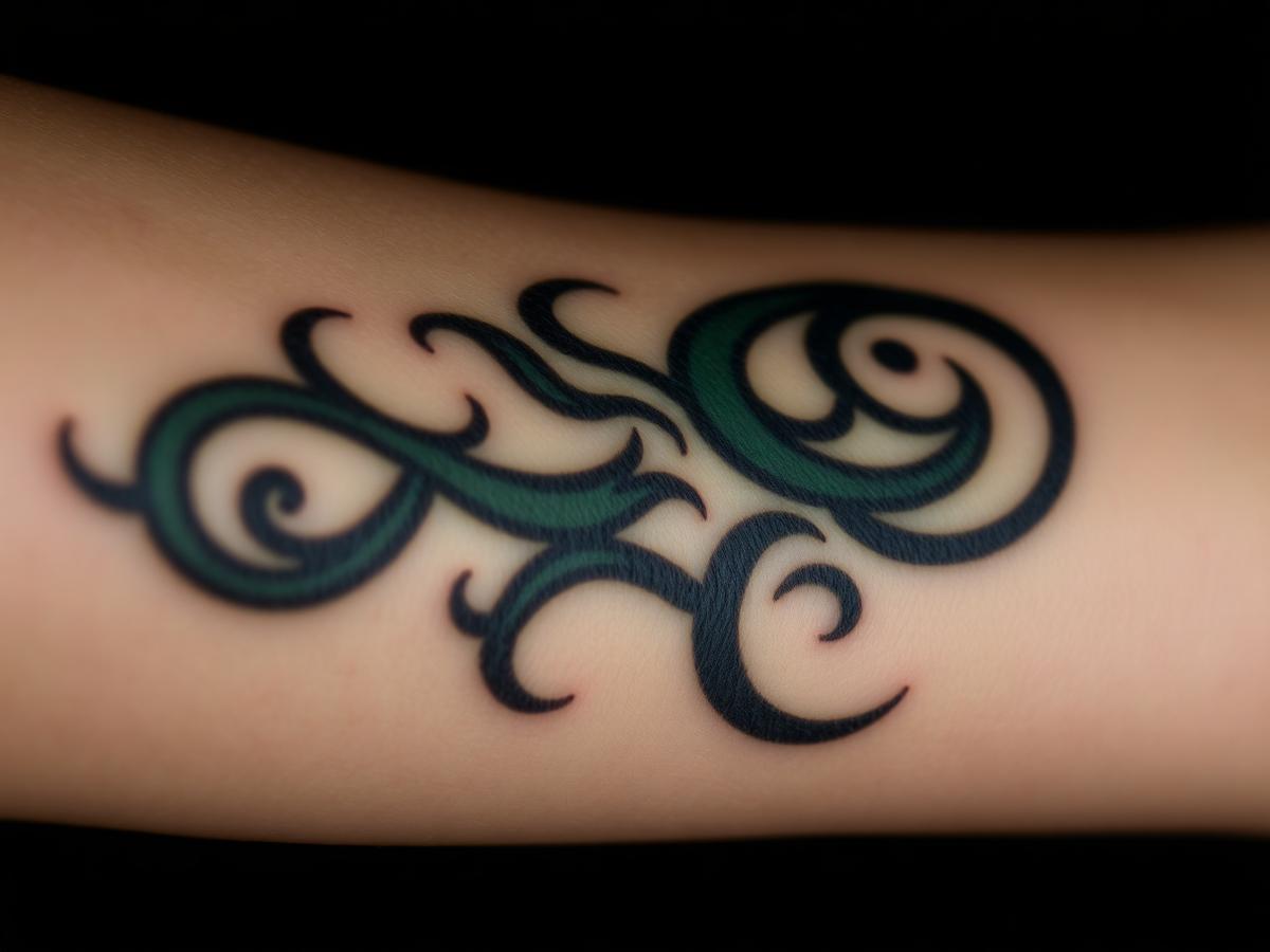 Forearm before the cover-up, with a faded old tribal tattoo